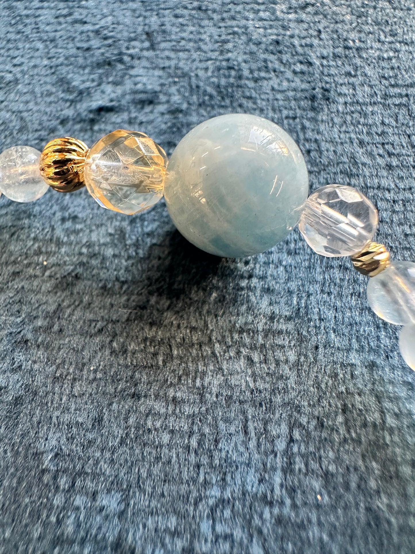 送料無料🆓限定1本のみ✨️3月誕生石【アクアマリン】×【水晶】×【シトリン】ブレスレット 重ね付けにも♪