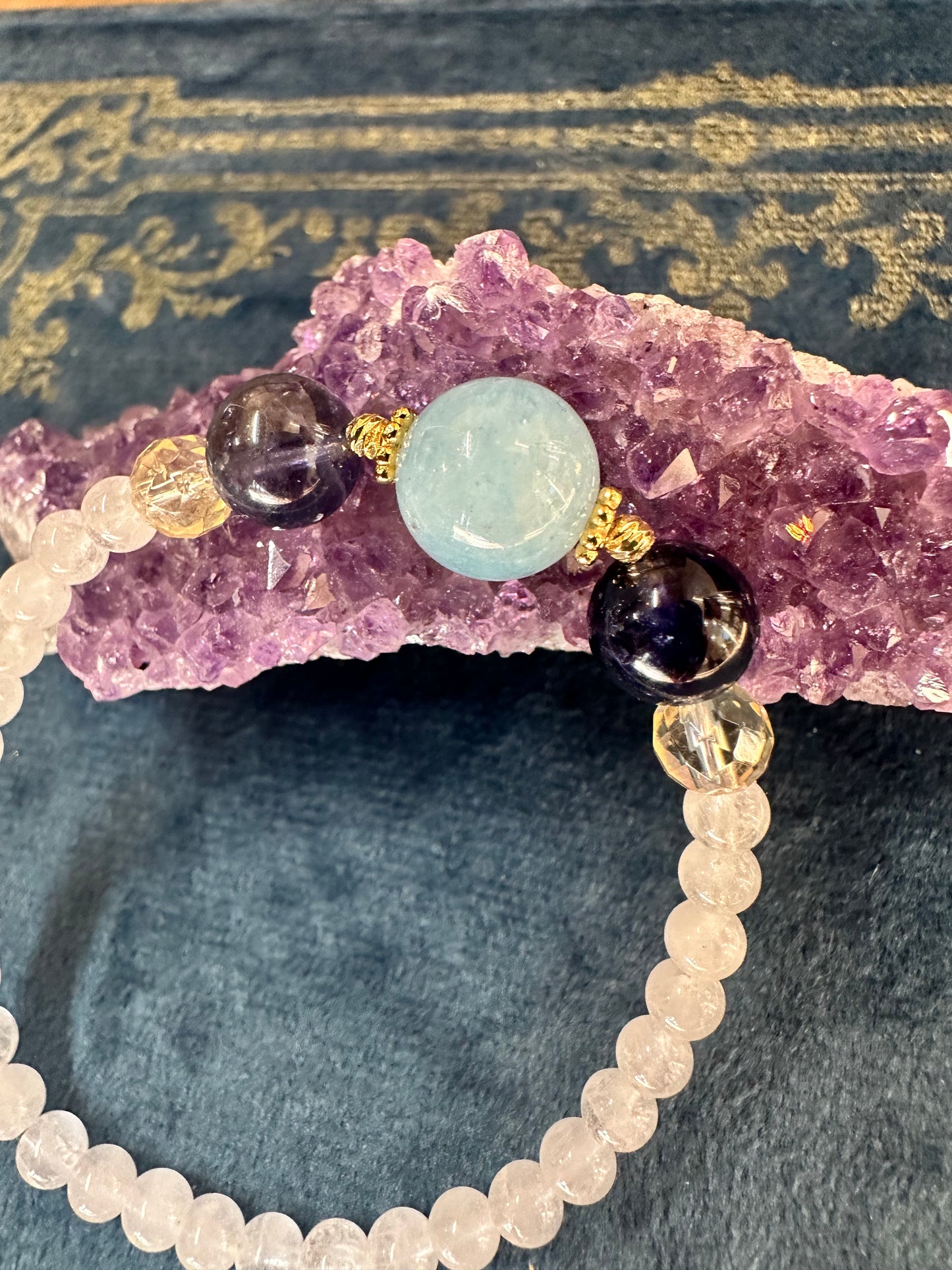 送料無料💙✨ 3月誕生石の贅沢な輝き ✧ アクアマリン&アイオライト ブレスレット ✨💙