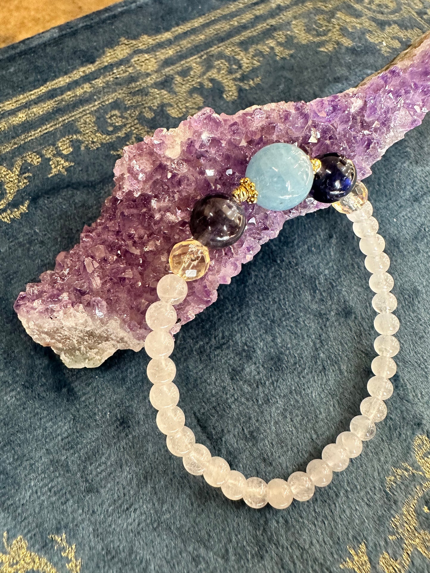 送料無料💙✨ 3月誕生石の贅沢な輝き ✧ アクアマリン&アイオライト ブレスレット ✨💙