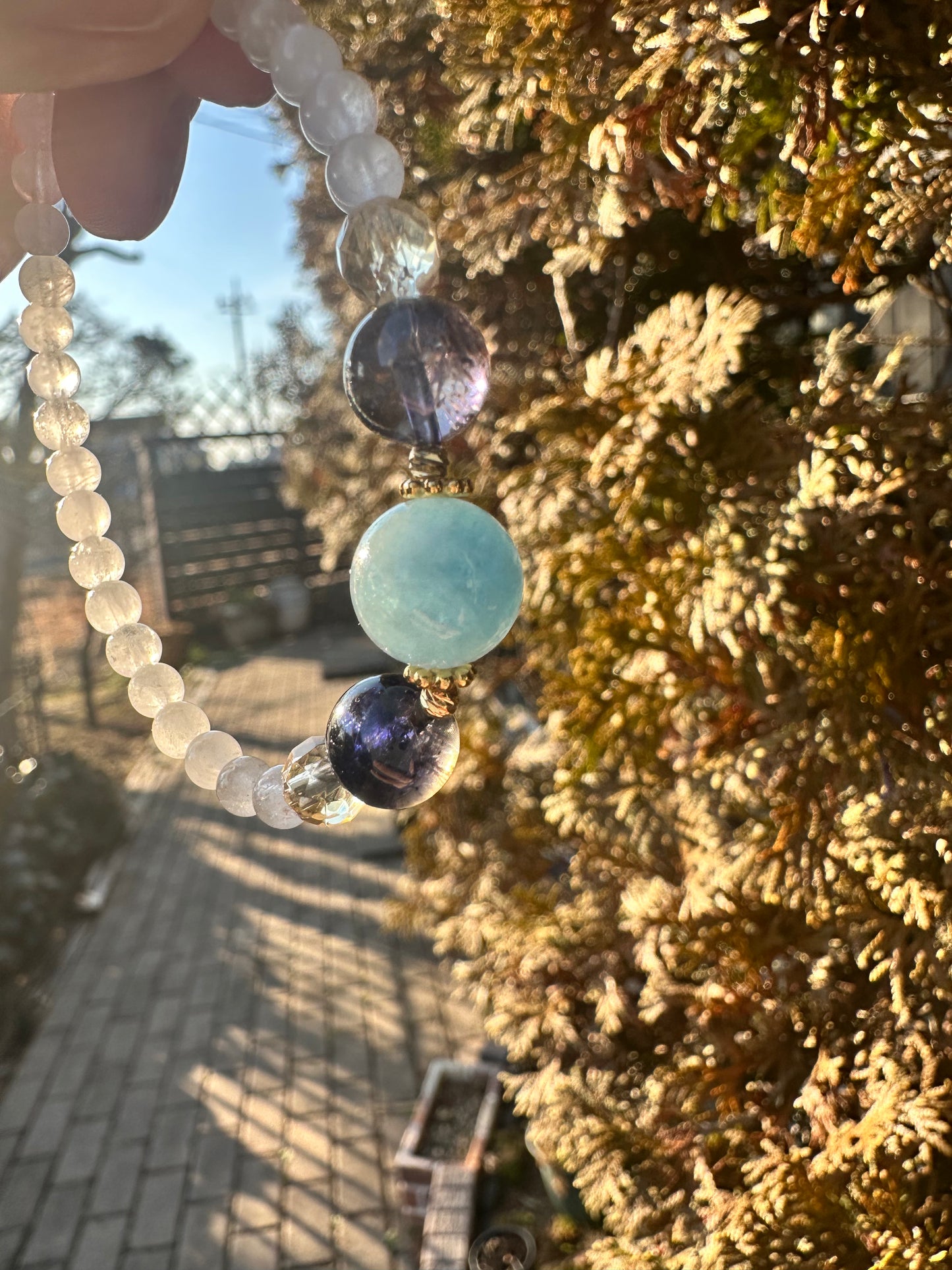 送料無料💙✨ 3月誕生石の贅沢な輝き ✧ アクアマリン&アイオライト ブレスレット ✨💙