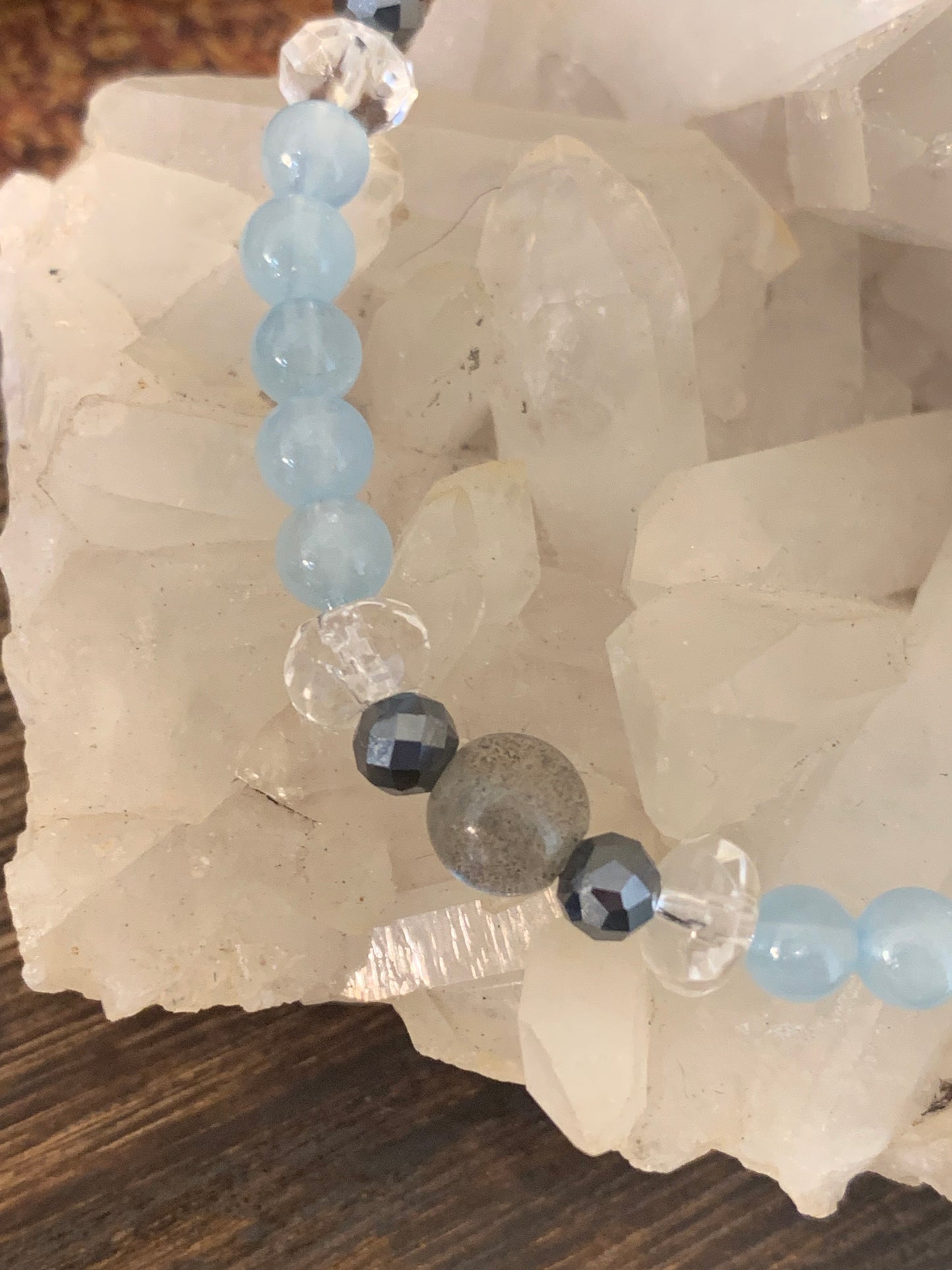 【ブレスレッド】アクアマリンとラブラドライトの癒しと直感のブレスレット　n323