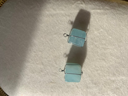 【原石パーツ】3月誕生石　アクアマリン　シルバーワイヤー巻き　2個セット　n307