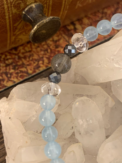 【ブレスレッド】アクアマリンとラブラドライトの癒しと直感のブレスレット　n323