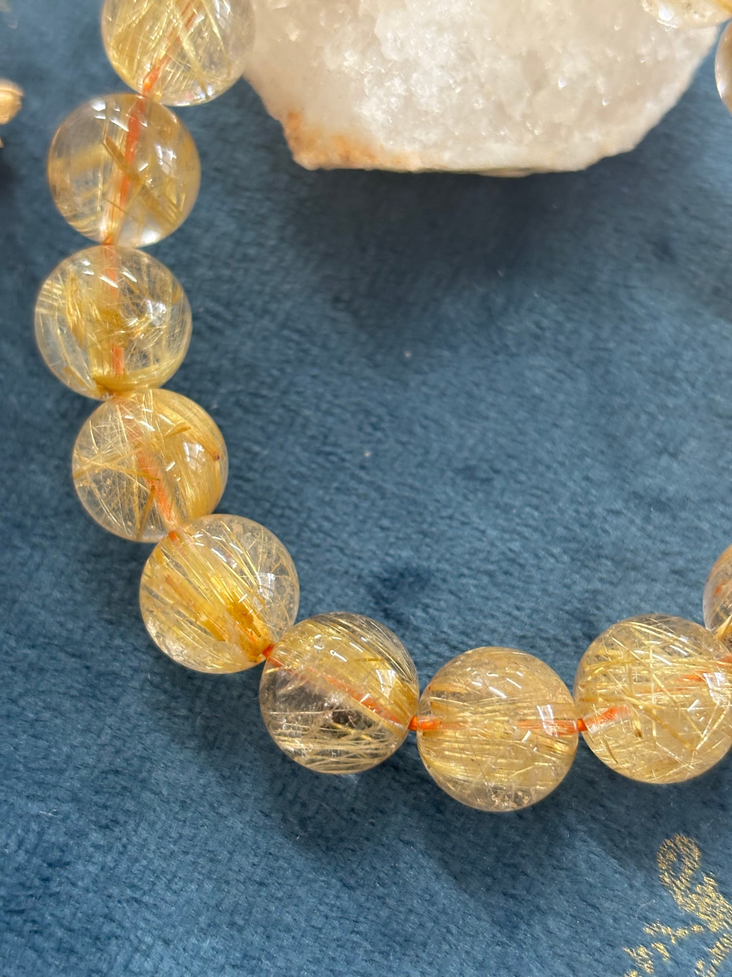 【ブレスレッド】　送料無料　高品質「成功とチャンスをつかみ取る」ルチルクォーツブレスレット（約12〜12.5mm）　n338