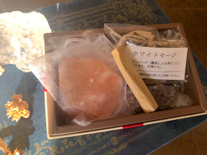 【浄化】　「はじめての浄化セット」 パロサント × ホワイトセージ× アメジストクラスター×ヒマラヤ岩塩　n346