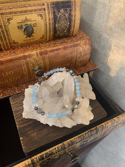 【ブレスレッド】アクアマリンとラブラドライトの癒しと直感のブレスレット　n323