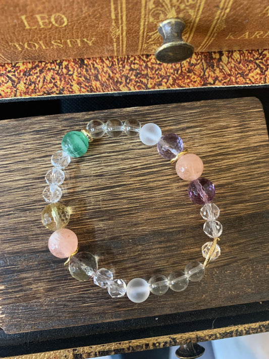 【12星座サポートブレスレッド】　送料無料　うお座〜フローライト・モルガナイト・アメトリン〜　n331