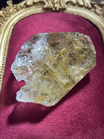 【原石】【ブラジル産】虹入　研磨　ルチルクォーツ　n395