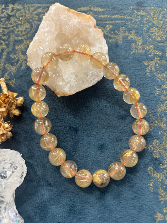 【ブレスレッド】　送料無料　「成功とチャンスをつかみ取る」ルチルクォーツブレスレット（約9.5〜10mm）　n339