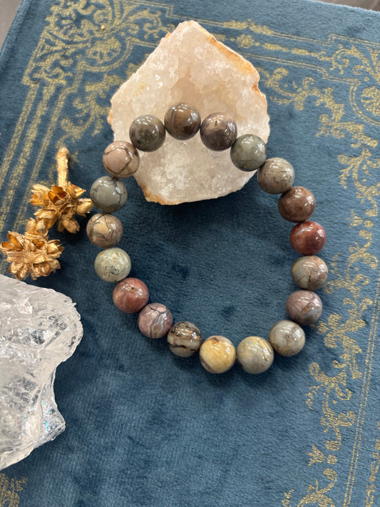 【ブレスレッド】　送料無料　「大地の安定と心の調和をもたらす」アラシャンアゲートブレスレット（約9.5〜10mm）　n340