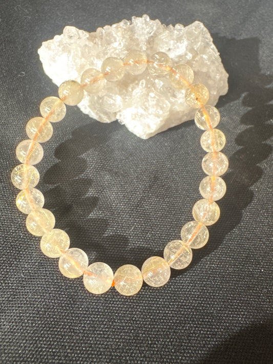 【ブレスレッド】　送料無料　ルチルクォーツ（7.5-8㎜）「成功と前向きな力を引き寄せる」　n335