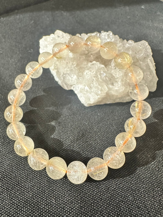 【ブレスレッド】　送料無料　ルチルクォーツ（8.5㎜）「成功と前向きな力を引き寄せる」　n336